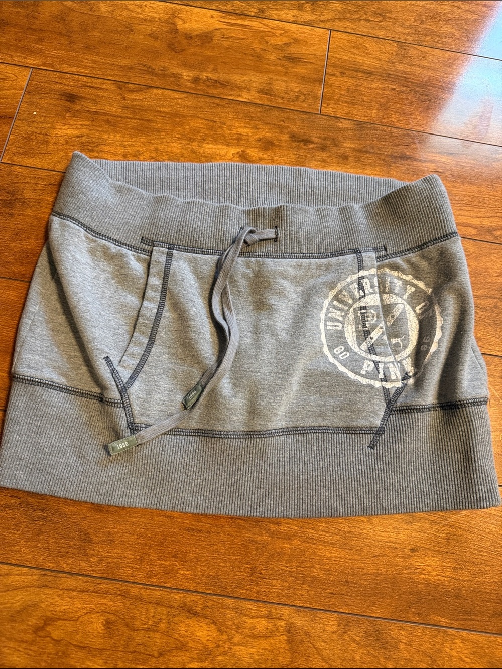 Vintage Gray vs pink Drawstring Knit Mini Skirt